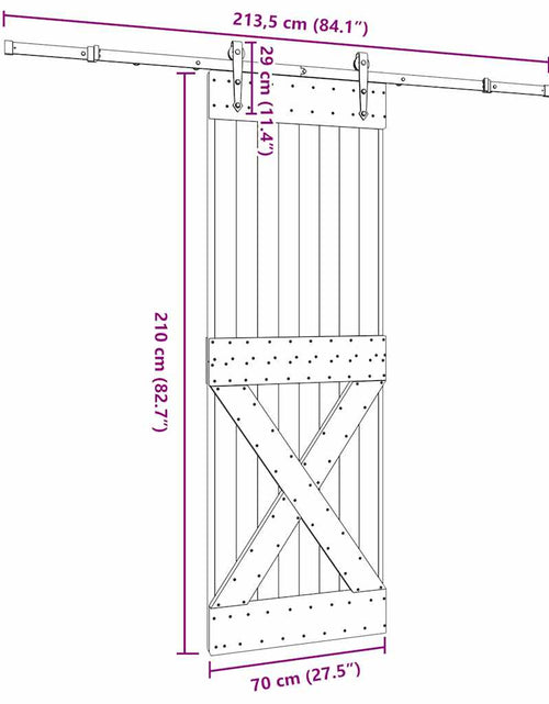 Încărcați imaginea în vizualizatorul Galerie, Ușă glisantă cu set de feronerie 70x210 cm, lemn masiv de pin
