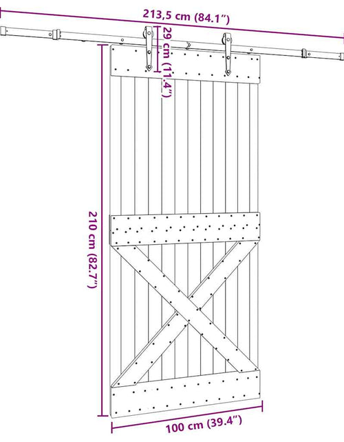 Загрузите изображение в средство просмотра галереи, Ușă glisantă cu set feronerie, 100x210 cm, lemn masiv de pin
