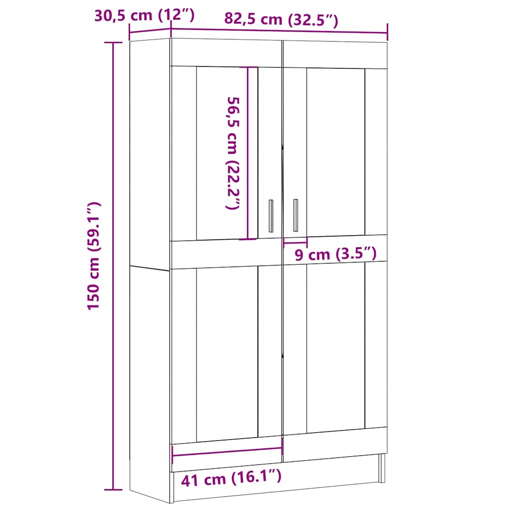 Bibliotecă, lemn vechi, 82,5x30,5x150 cm, lemn prelucrat