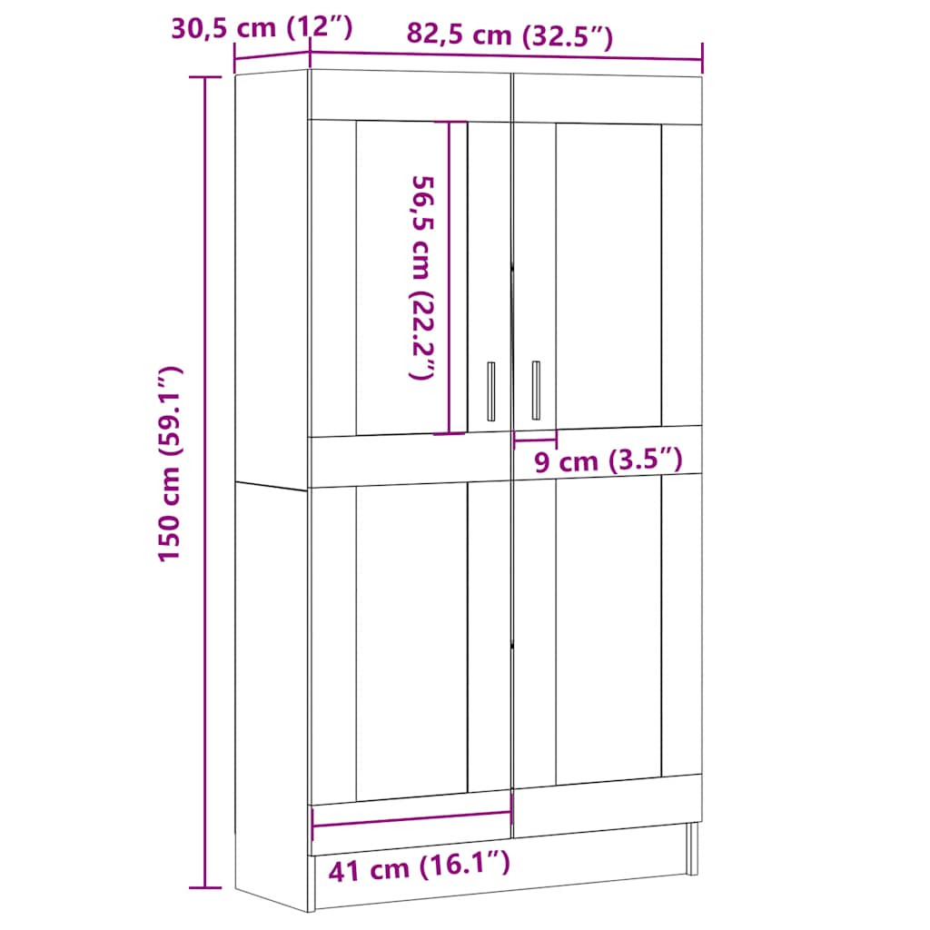 Bibliotecă, stejar artizanal, 82,5x30,5x150 cm, lemn prelucrat