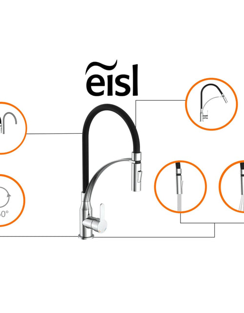 Încărcați imaginea în vizualizatorul Galerie, EISL Baterie de bucătărie cu pipă soft-touch CARNEO, negru-crom
