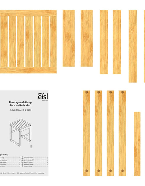 Загрузите изображение в средство просмотра галереи, EISL Taburet de baie, 35x35x45 cm, bambus
