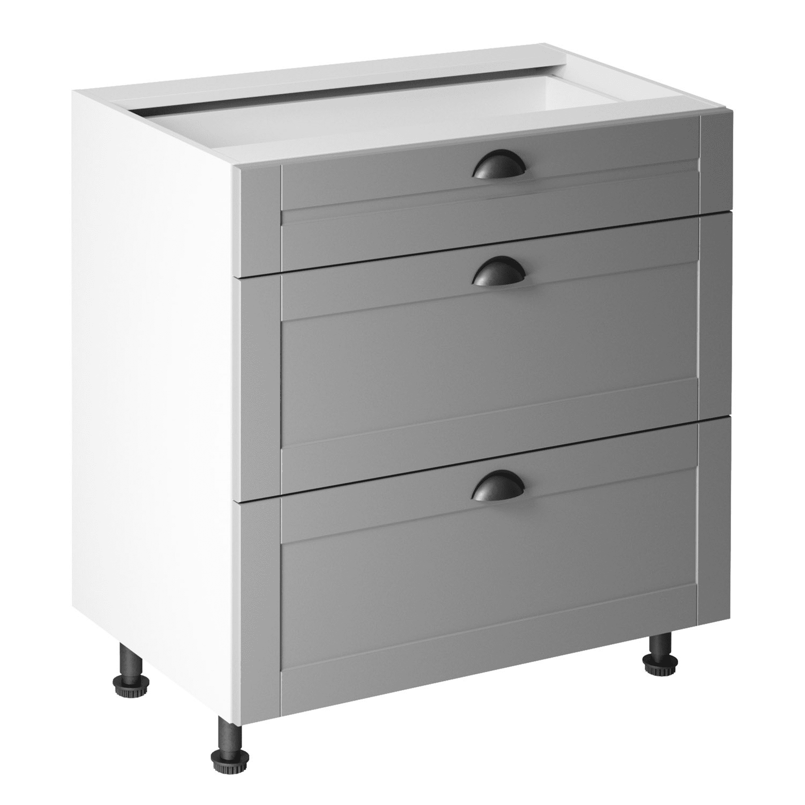 Cabinet inferior cu sertare, gri mat/alb, LAYLA D80S3 Lando - Lando