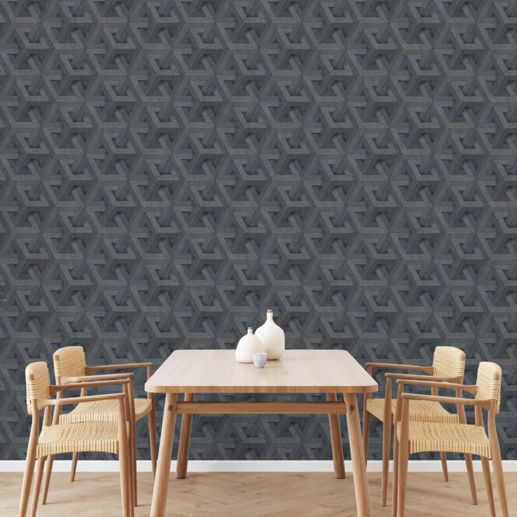 DUTCH WALLCOVERINGS Tapet „Onyx”, antracit și auriu Lando - Lando