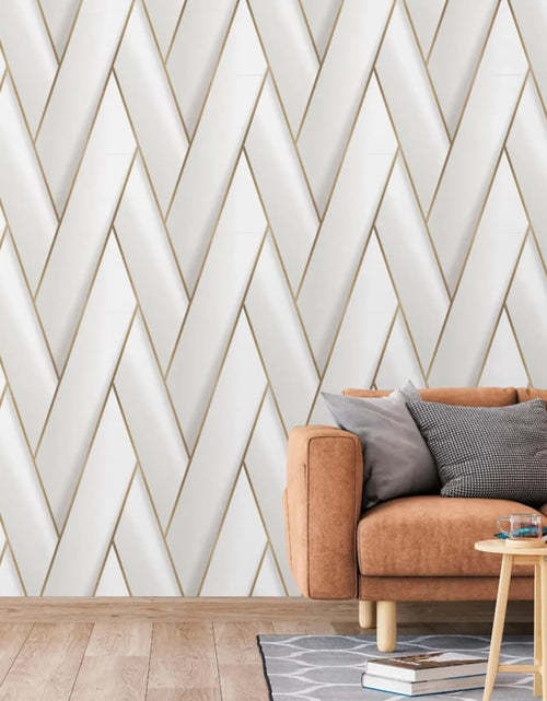 Încărcați imaginea în vizualizatorul Galerie, DUTCH WALLCOVERINGS Tapet „Geometric”, alb și auriu - Lando
