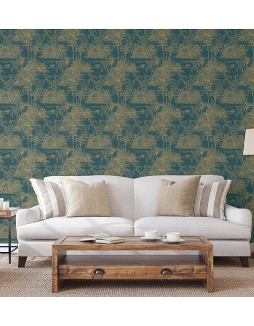 Загрузите изображение в средство просмотра галереи, DUTCH WALLCOVERINGS Tapet „Tropical”, albastru închis și auriu - Lando
