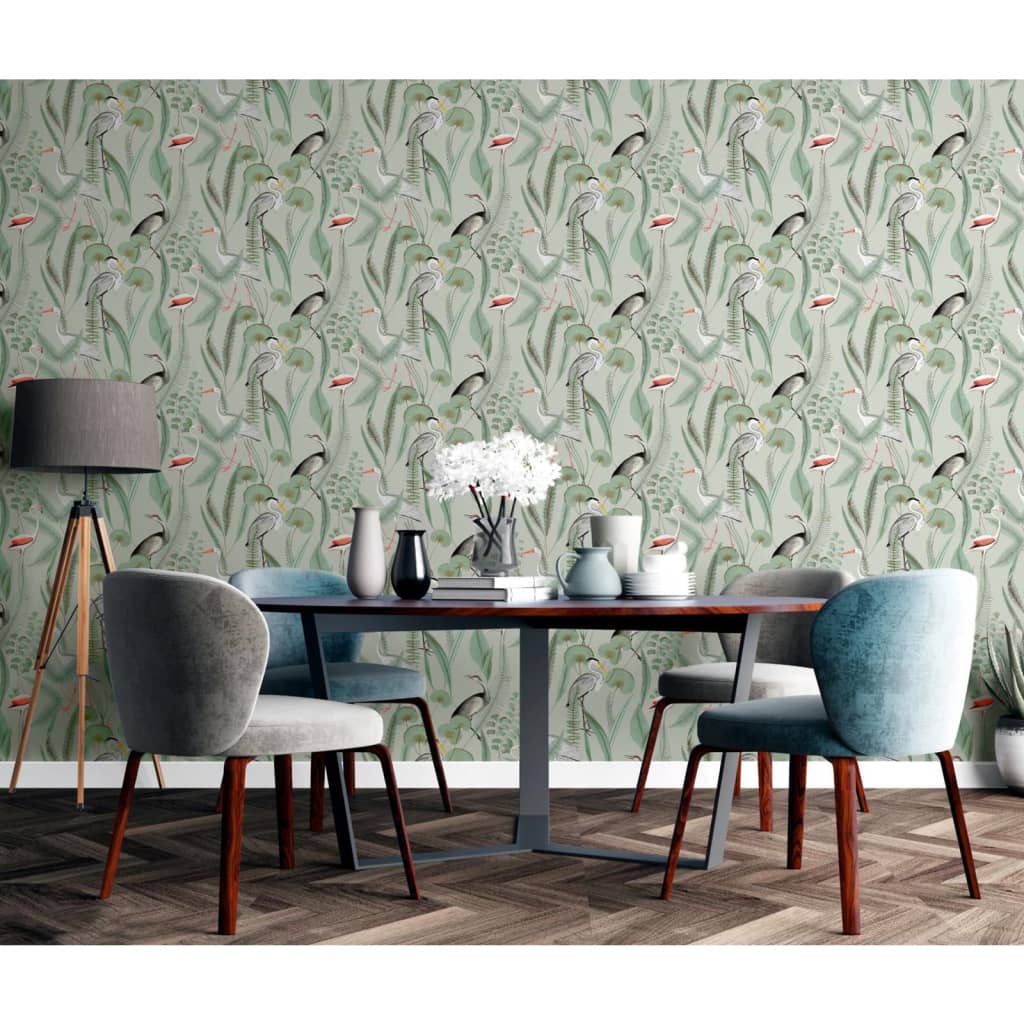 DUTCH WALLCOVERINGS Tapet Flamingo, verde mentă Lando - Lando