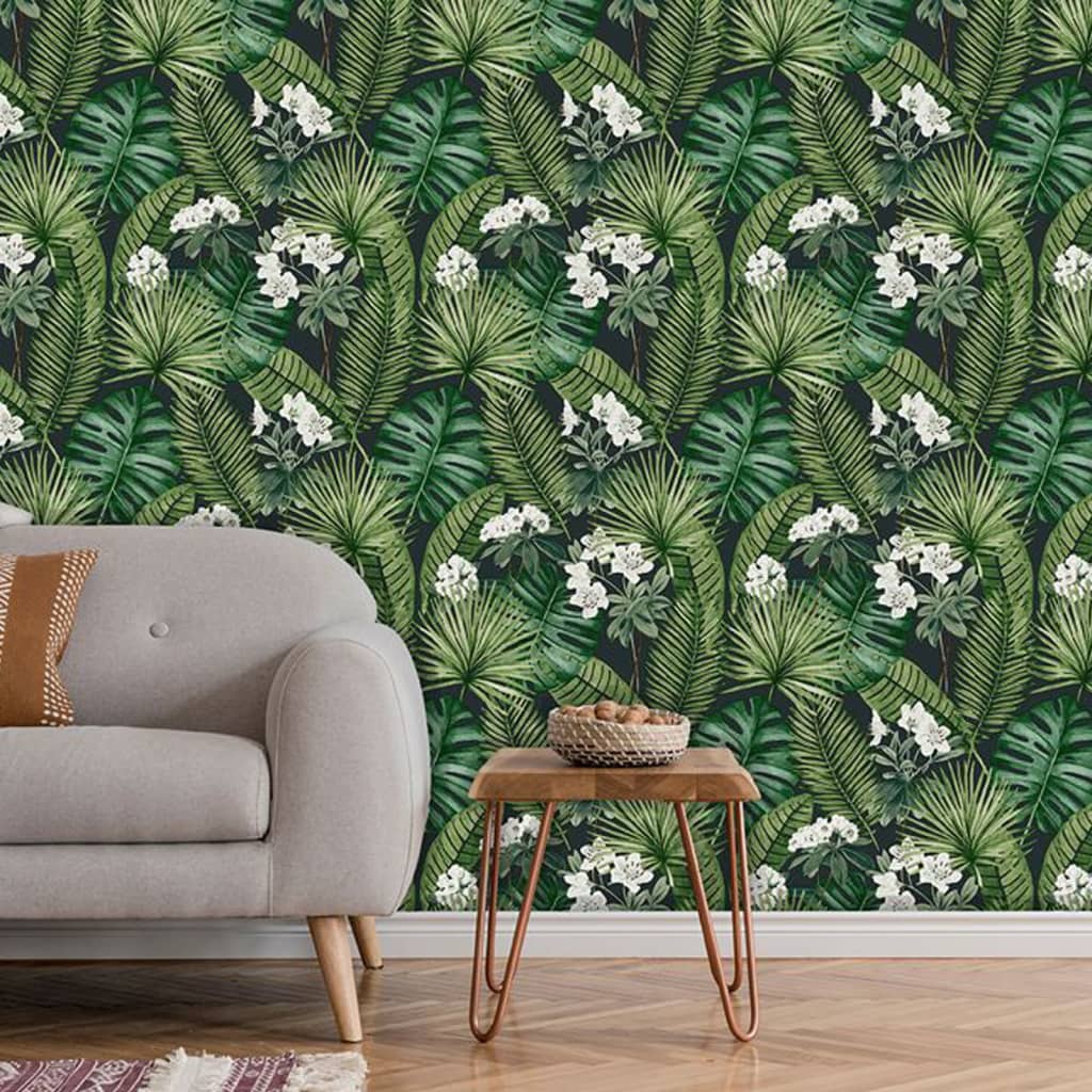 DUTCH WALLCOVERINGS Tapet Eden, negru și verde închis - Lando