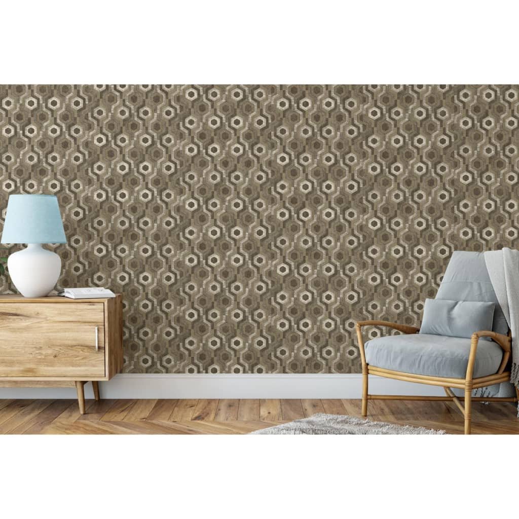 DUTCH WALLCOVERINGS Tapet "Galactic", maro și alb Lando - Lando