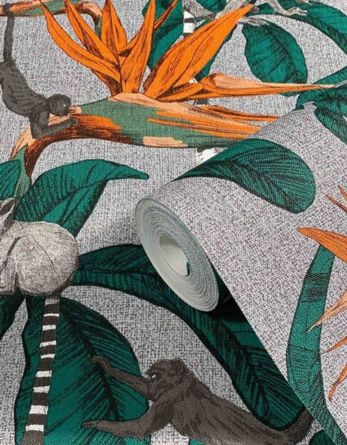 Încărcați imaginea în vizualizatorul Galerie, Noordwand Tapet „Topchic Monkey Jungle Leaves”, verde și gri - Lando
