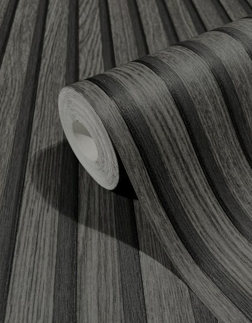 Încărcați imaginea în vizualizatorul Galerie, Noordwand Tapet Botanica Wooden Slats, negru și gri - Lando
