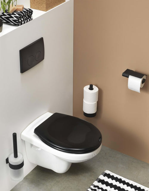 Încărcați imaginea în vizualizatorul Galerie, Tiger Suport role hârtie igienică de toaletă „Bold” negru mat cu capac - Lando
