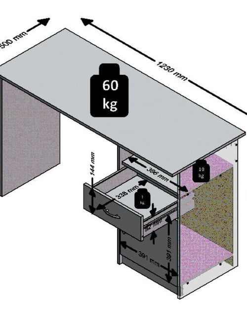 Încărcați imaginea în vizualizatorul Galerie, FMD Birou cu 1 sertar, stejar și alb, 123 x 50 x 76,5 cm - Lando
