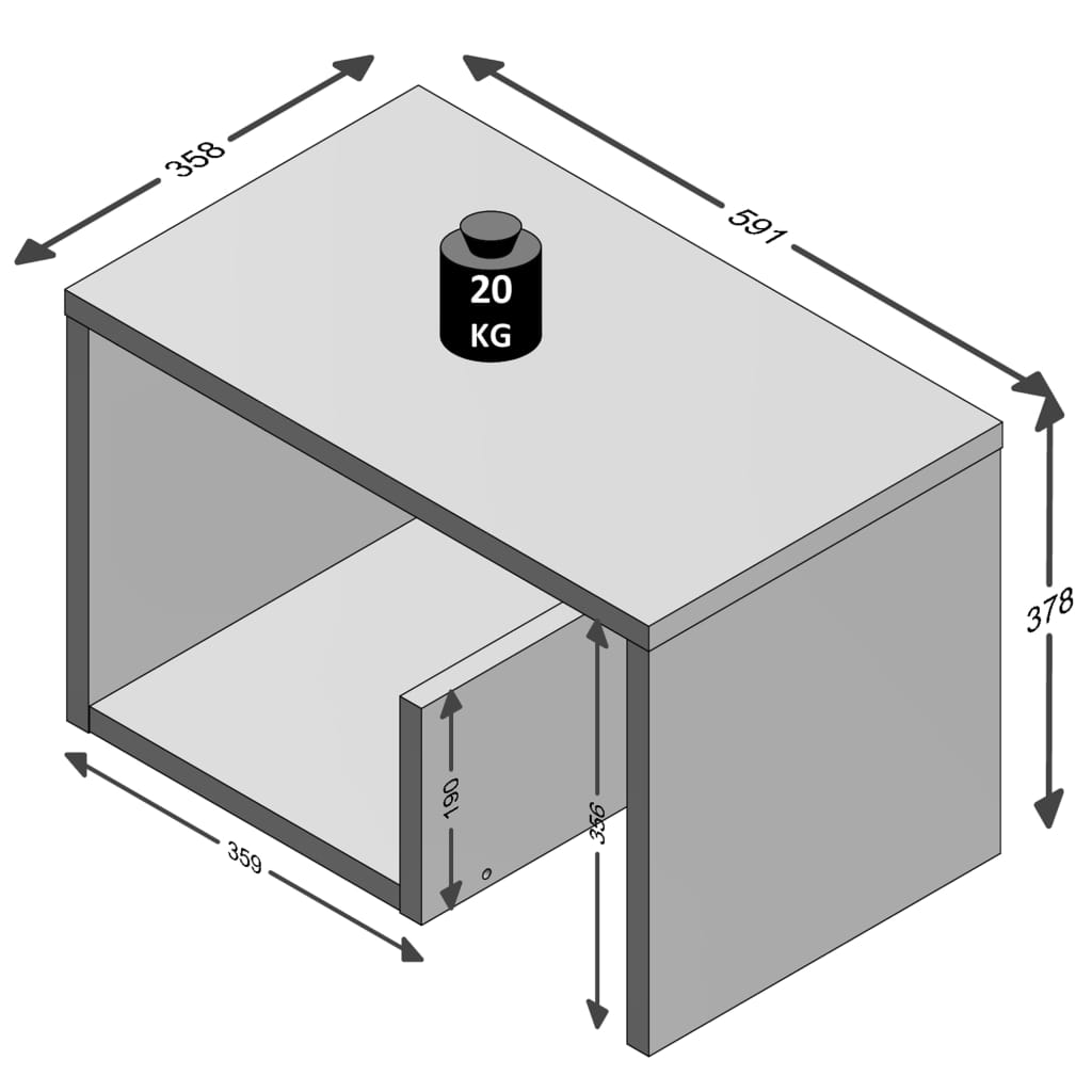 FMD Masă de cafea 2-în-1, 59,1 x 35,8 x 37,8 cm, alb Lando - Lando