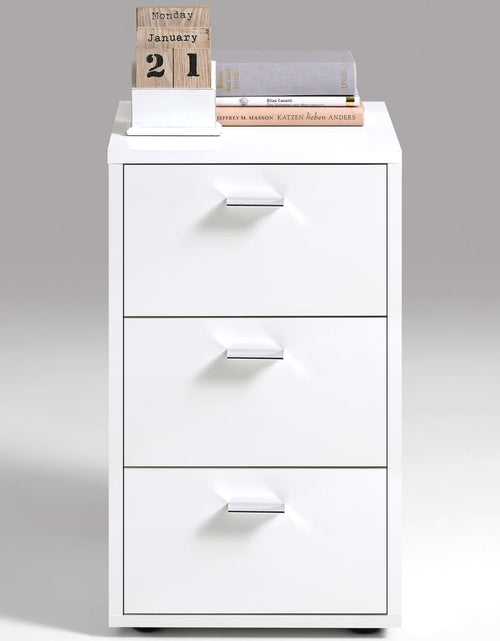 Încărcați imaginea în vizualizatorul Galerie, FMD Noptieră cu 3 sertare, alb - Lando

