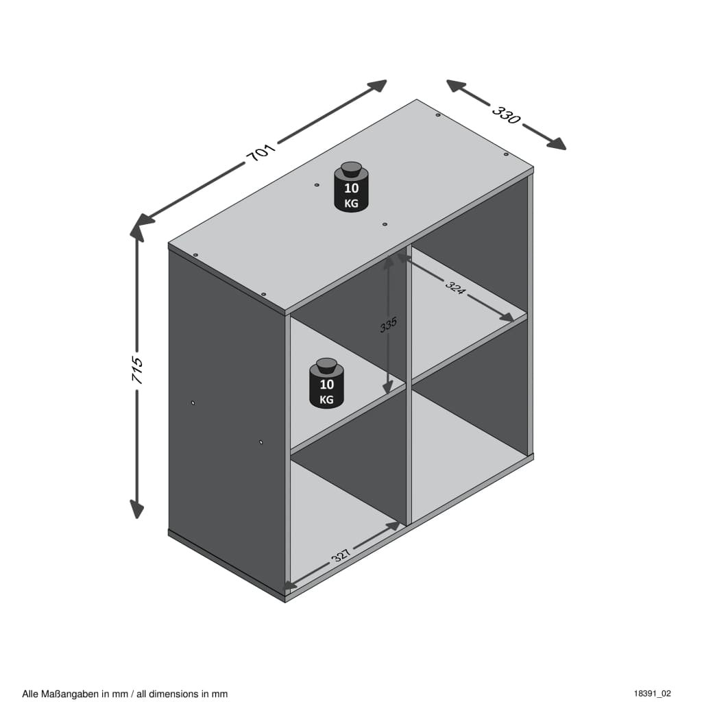 FMD Raft vertical cu 4 compartimente, stejar Lando - Lando