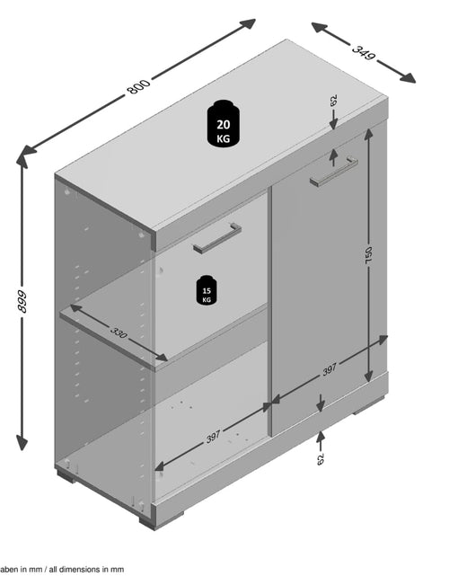 Загрузите изображение в средство просмотра галереи, FMD Comodă cu 2 uși, gri și stejar artizanal, 80x34,9x89,9 cm - Lando
