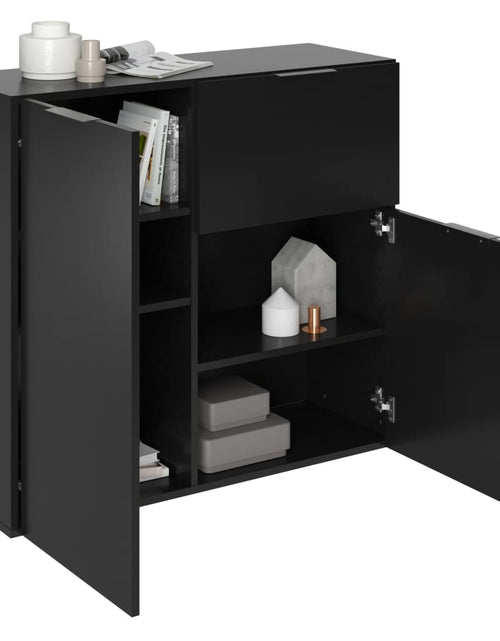 Încărcați imaginea în vizualizatorul Galerie, FMD Comodă cu sertar și uși, negru, 89,1x31,7x81,3 cm - Lando

