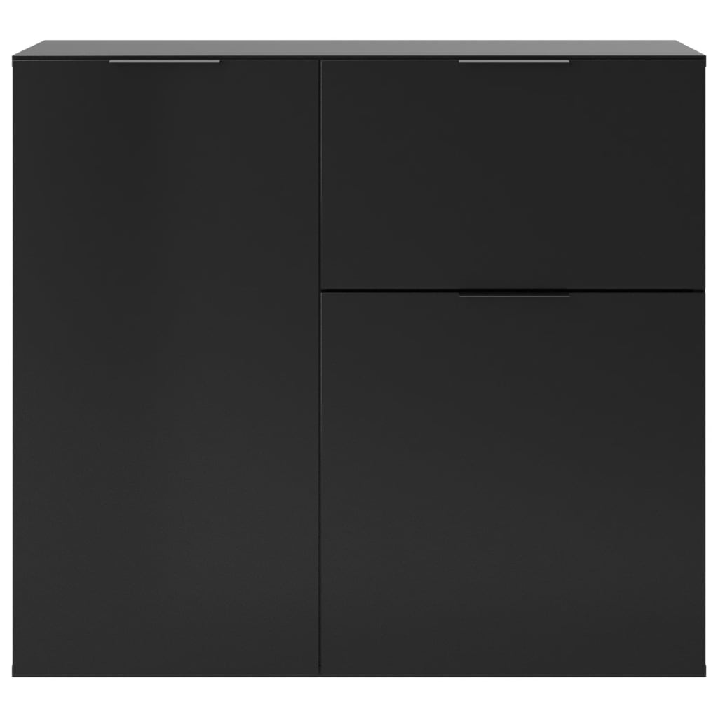 FMD Comodă cu sertar și uși, negru, 89,1x31,7x81,3 cm - Lando