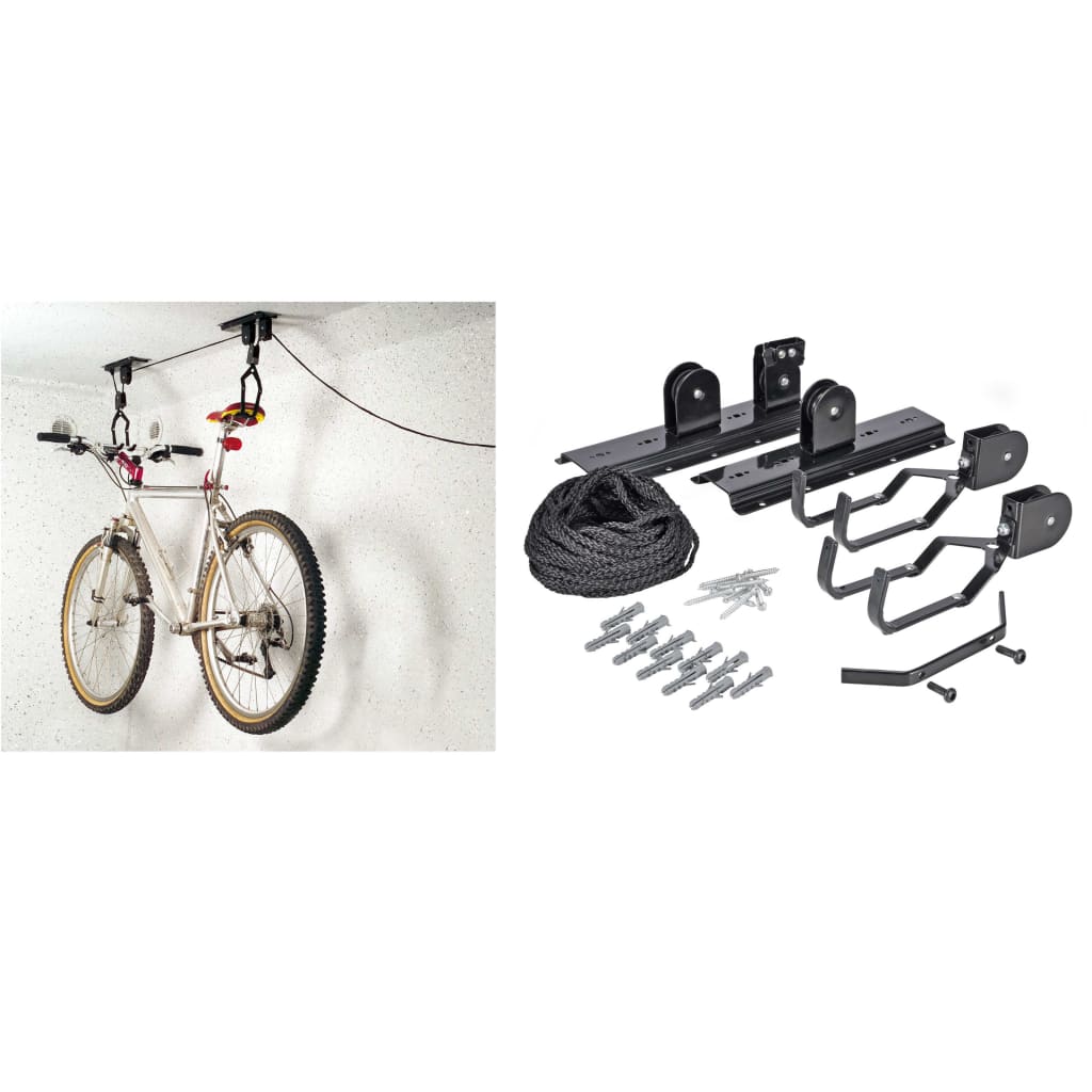 HI Sistem de ridicare pentru biciclete, negru, metal Lando - Lando