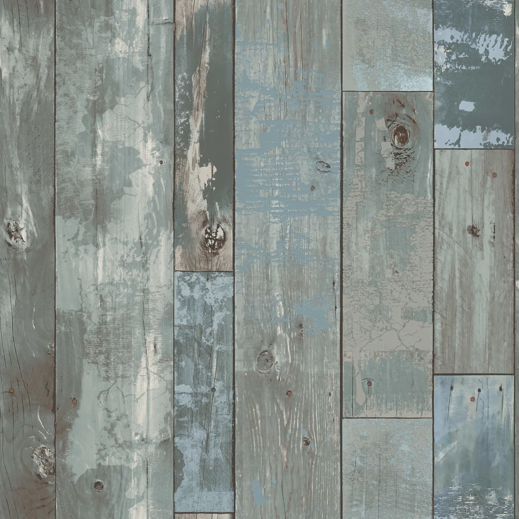 DUTCH WALLCOVERINGS Tapet Scrapwood cu resturi de lemn, gri-albăstrui - Lando