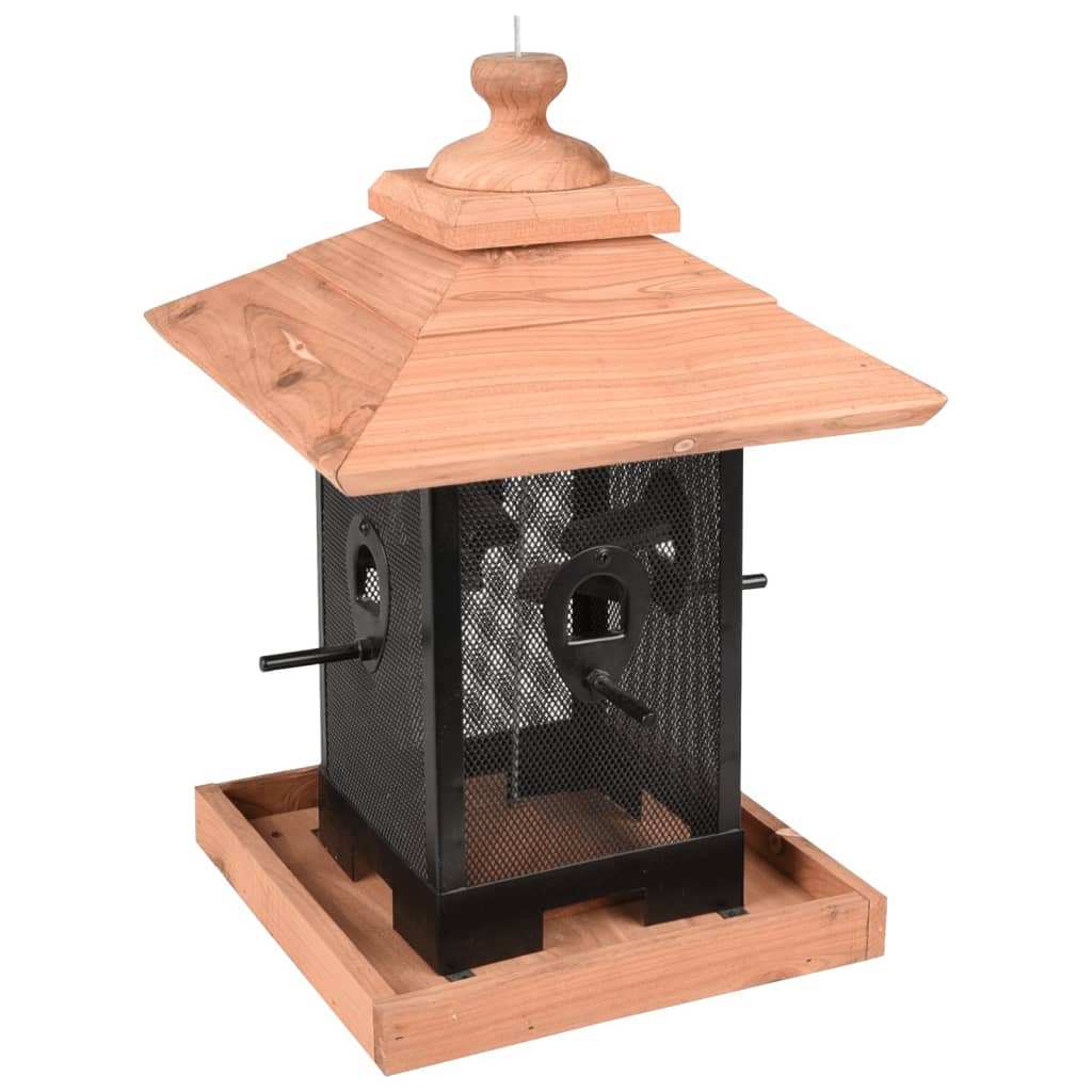 FLAMINGO Siloz de hrănire păsări „Zulma”, 22 cm, negru și maro, lemn Lando - Lando