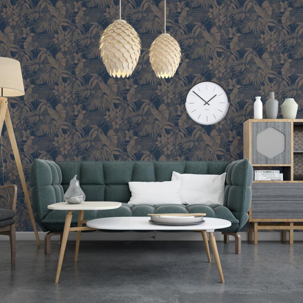 DUTCH WALLCOVERINGS Tapet „Joelle”, argintiu și albastru - Lando