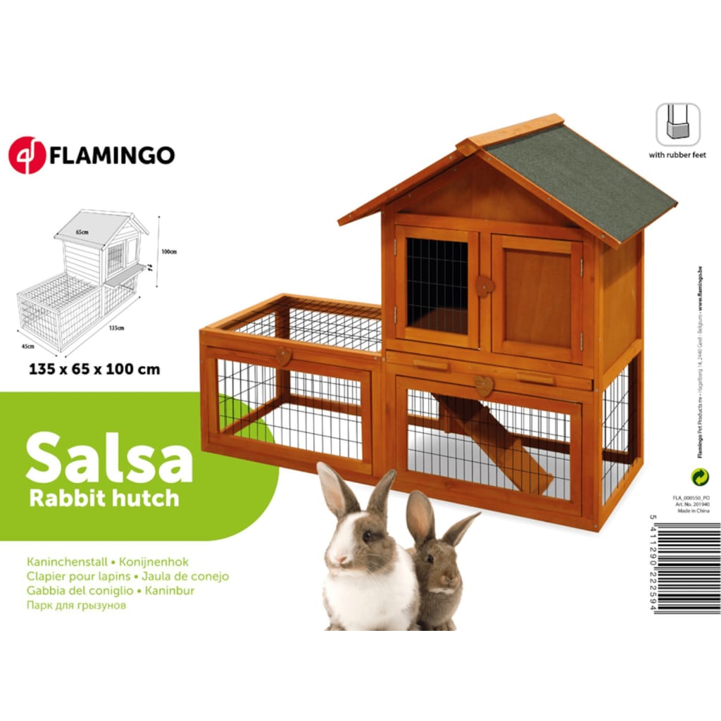 FLAMINGO Cușcă pentru iepuri "Salsa", maro, 135x65x100 cm Lando - Lando