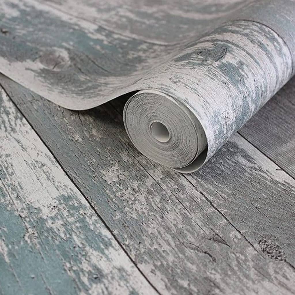 Noordwand Tapet "Topchic Wooden Planks", gri închis și albastru - Lando