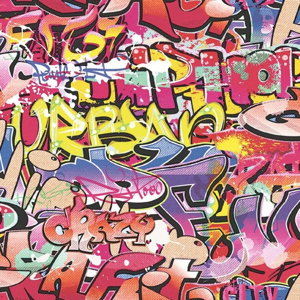 Noordwand Tapet „Good Vibes Graffiti”, roz și portocaliu - Lando