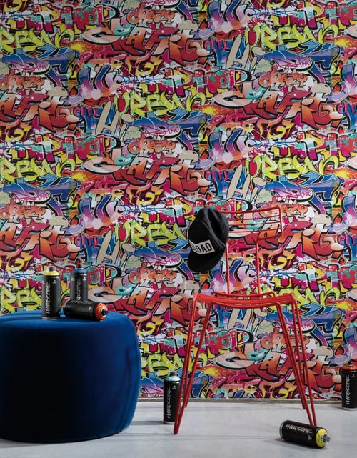 Încărcați imaginea în vizualizatorul Galerie, Noordwand Tapet „Good Vibes Graffiti”, roz și portocaliu - Lando
