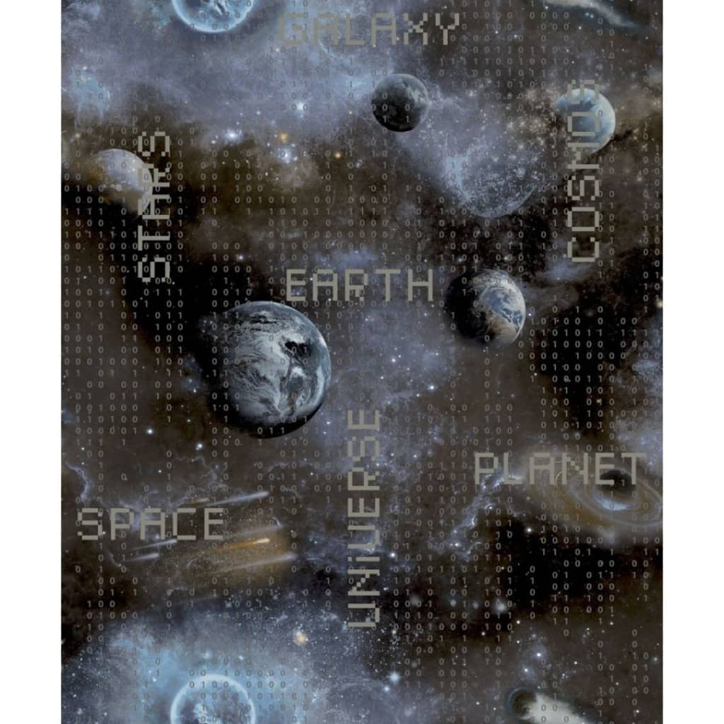 Noordwand Tapet "Good Vibes Galaxy Planets and Text", albastru/negru Lando - Lando
