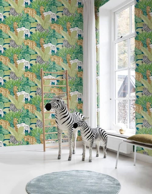 Încărcați imaginea în vizualizatorul Galerie, Noordwand Tapet Good Vibes Jungle Animals, verde și negru - Lando

