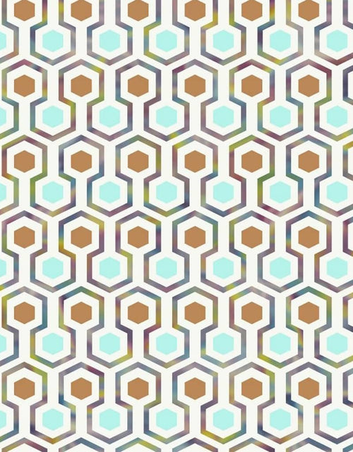 Încărcați imaginea în vizualizatorul Galerie, Noordwand Tapet „Good Vibes Hexagon Pattern”, verde și portocaliu - Lando
