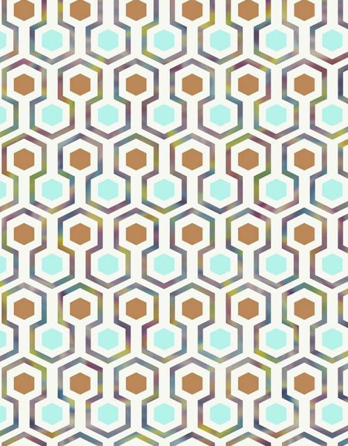 Загрузите изображение в средство просмотра галереи, Noordwand Tapet „Good Vibes Hexagon Pattern”, verde și portocaliu - Lando
