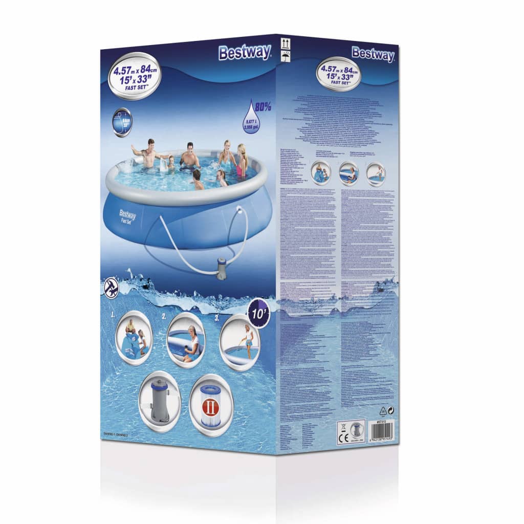 Bestway Set piscină Fast Set, 457 x 84 cm, 57313 Lando - Lando