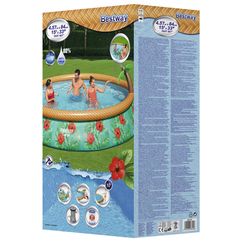 Bestway Set de piscină gonflabilă Fast Set Paradise Palms, 457x84 cm Lando - Lando