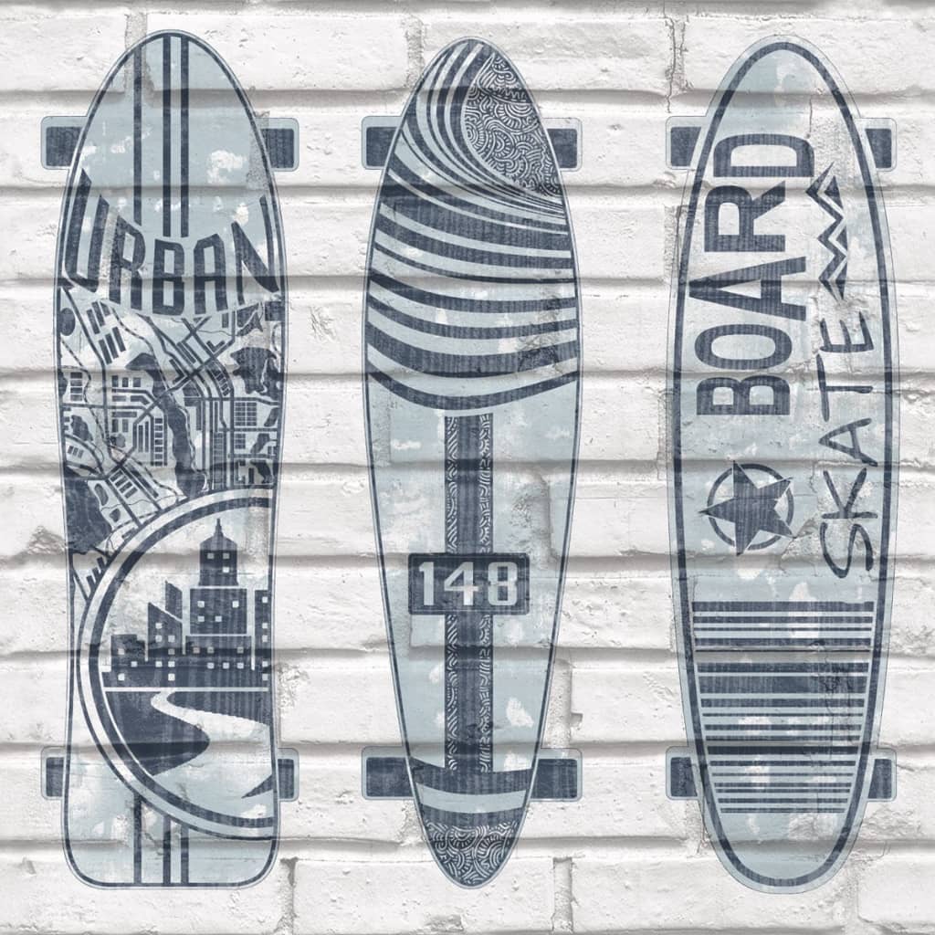 Noordwand Tapet „Urban Friends & Coffee Surfboards”, albastru și alb - Lando