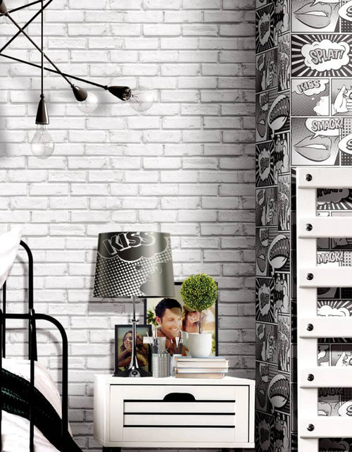 Загрузите изображение в средство просмотра галереи, Noordwand Tapet „Urban Friends &amp; Coffee Bricks”, gri și alb - Lando
