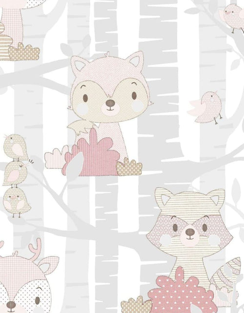 Загрузите изображение в средство просмотра галереи, Noordwand Tapet „Mondo baby Forest Animals”, gri și roz - Lando
