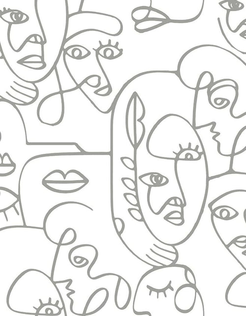 Încărcați imaginea în vizualizatorul Galerie, Noordwand Tapet „Friends &amp; Coffee Line Art Faces”, alb și metalic - Lando
