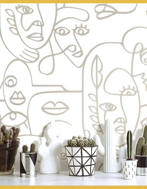 Încărcați imaginea în vizualizatorul Galerie, Noordwand Tapet „Friends &amp; Coffee Line Art Faces”, alb și metalic - Lando
