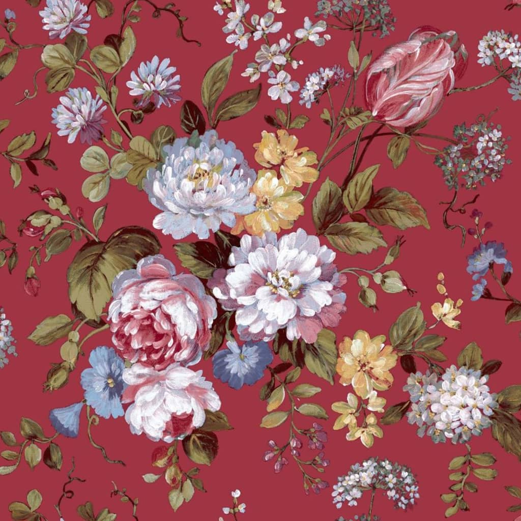 Noordwand Tapet „Blooming Garden 6 Big Flowers” roșu și albastru - Lando