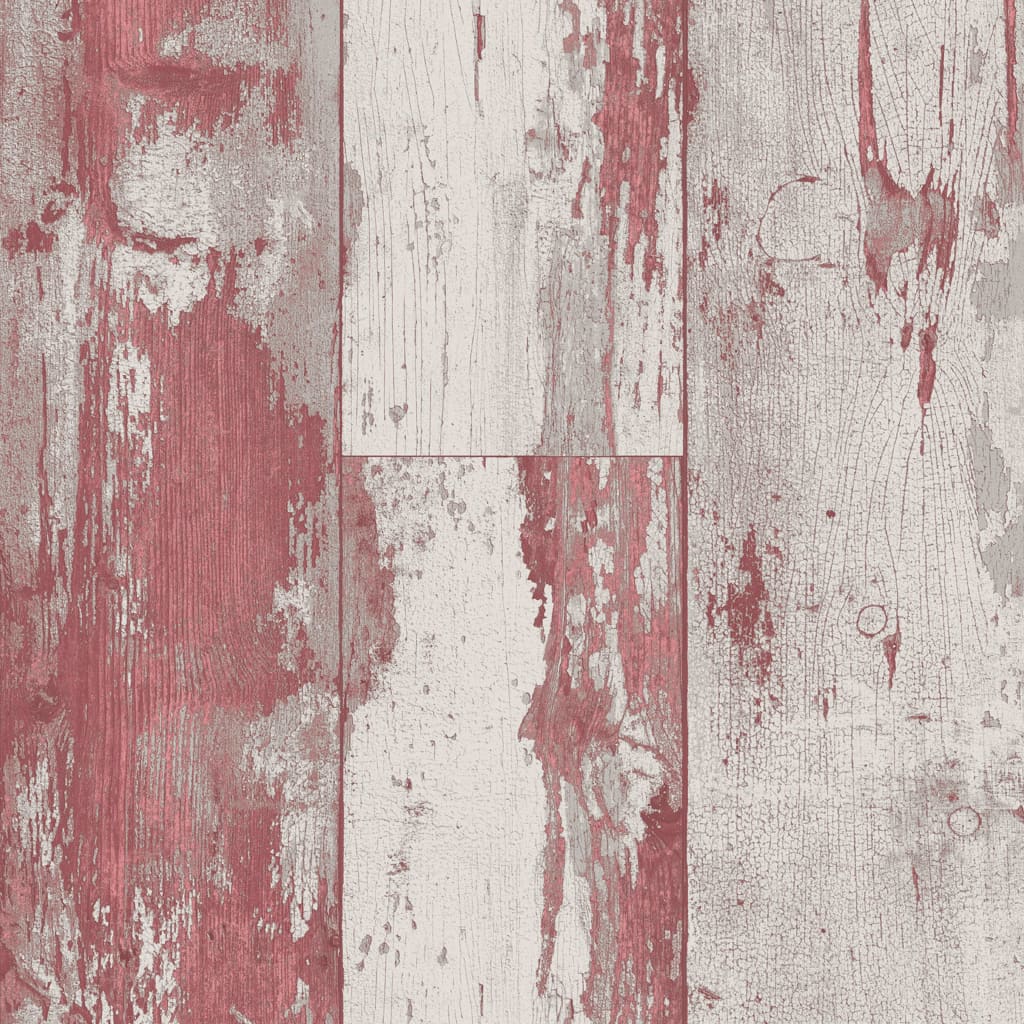 DUTCH WALLCOVERINGS Tapet Wood cu motiv lemnos, roșu și bej - Lando