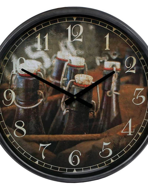 Încărcați imaginea în vizualizatorul Galerie, Gifts Amsterdam Ceas de perete &quot;Bottles in Crate&quot;, negru, 51 cm, metal Lando - Lando
