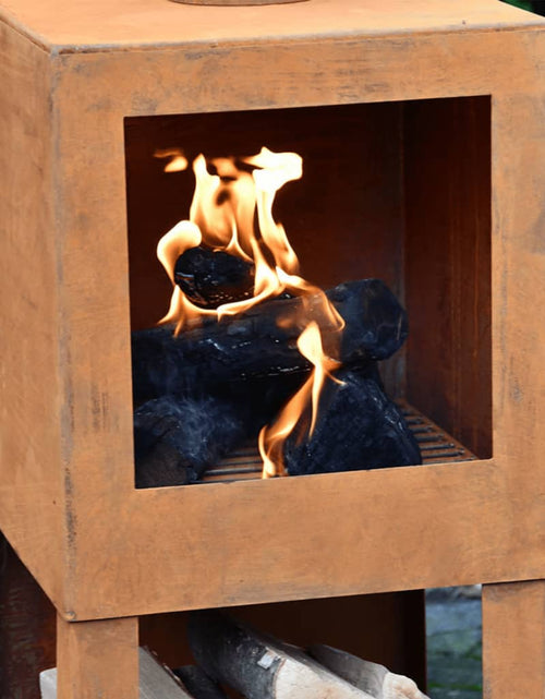 Încărcați imaginea în vizualizatorul Galerie, Esschert Design Șemineu de exterior cu spațiu depozitare lemne ruginiu Lando - Lando

