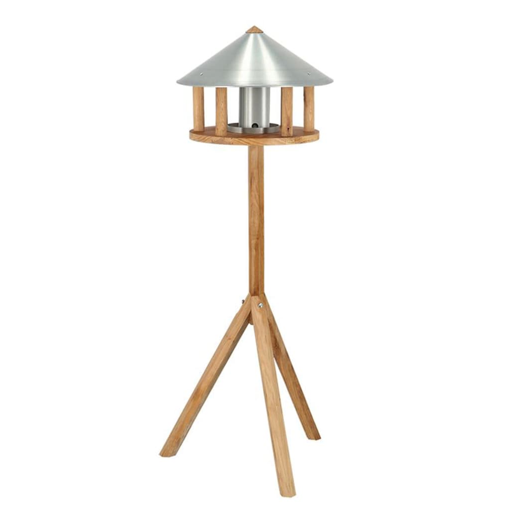 Esschert Design Masă pentru păsări cu buncăr și acoperiș rotund, zinc - Lando