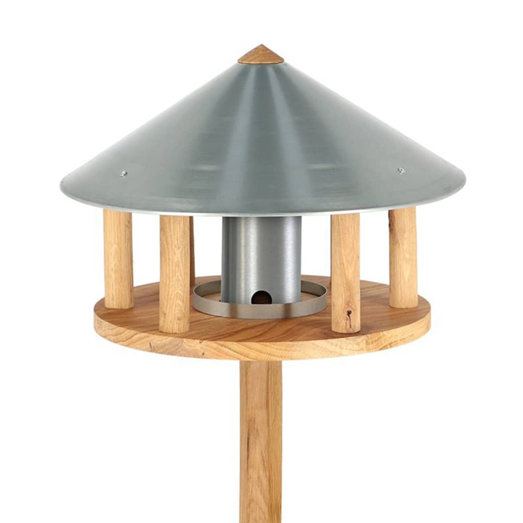 Esschert Design Masă pentru păsări cu buncăr și acoperiș rotund, zinc - Lando