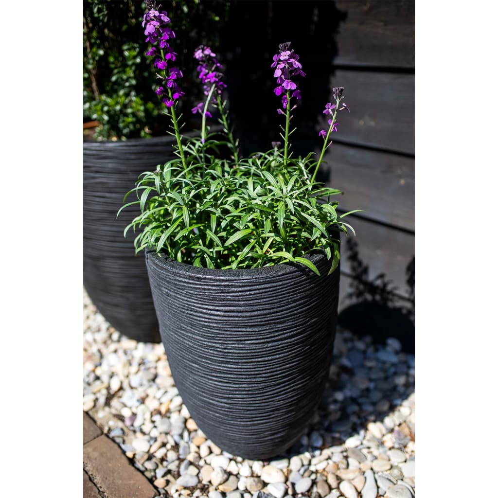 Capi Vas de plante Nature Rib elegant, negru, 36x47 cm, adânc, KBLR782 - Lando