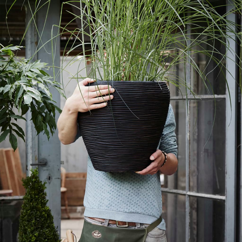 Capi Vas de plante Nature Rib, negru, 42x38 cm, conic, KBLR362 - Lando